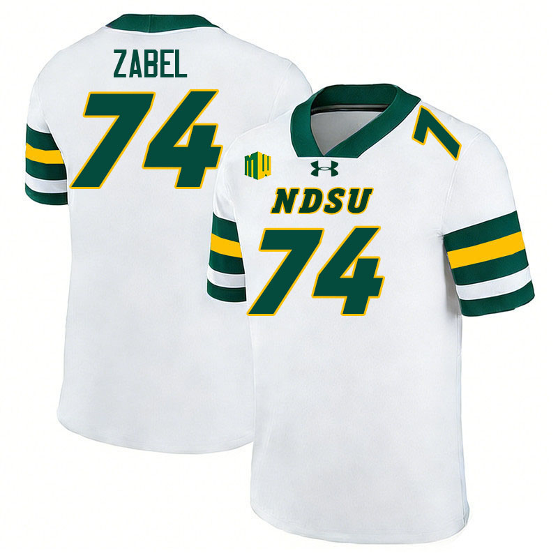 North Dakota State Bison #74 Grey Zabel College Football Jerseys,Uniforms-White